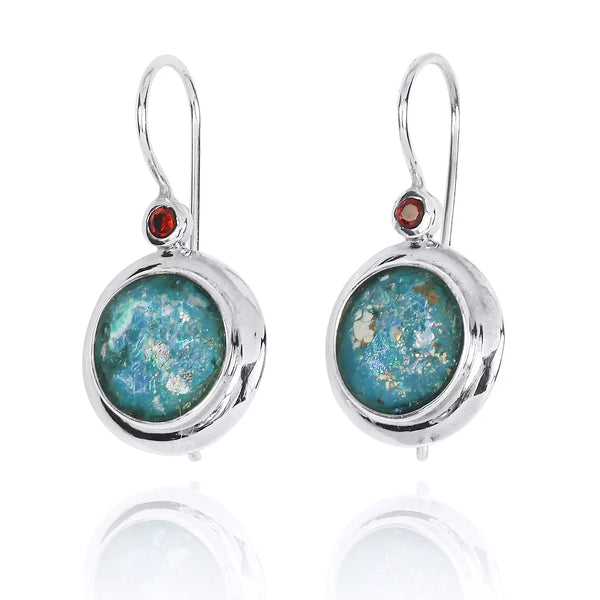 Round Shape Roman Glass Lever Back Earrings