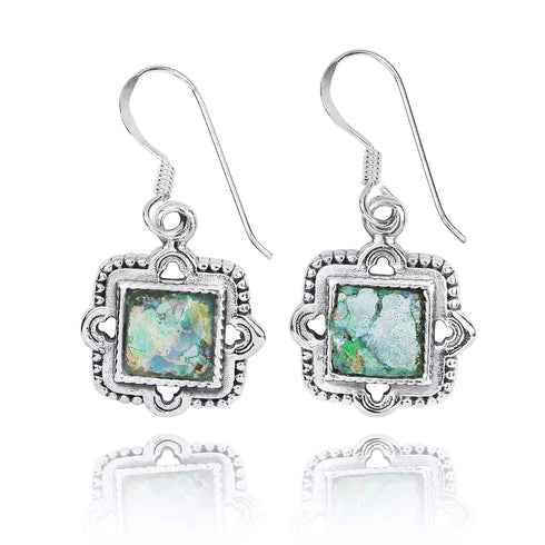 Elegant Retro Roman Glass Square Earrings