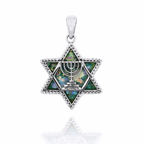 Star of David Roman Glass Pendant