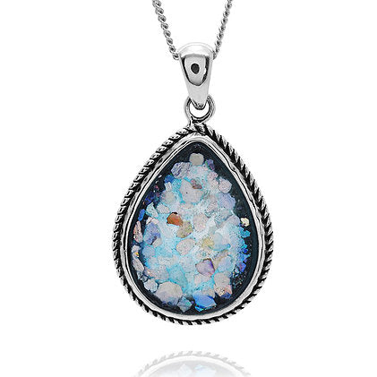 Classic Drop Shape Roman Glass Pendant