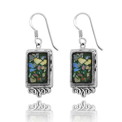 Rectangle Roman Glass Royal Earrings