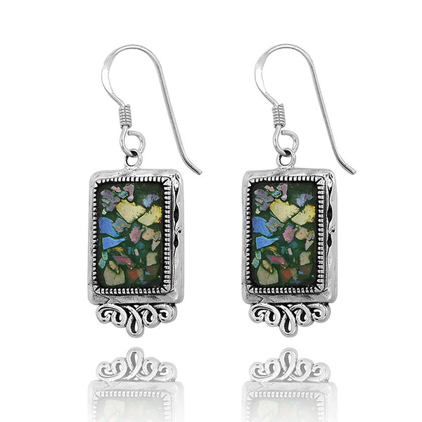 Rectangle Roman Glass Royal Earrings