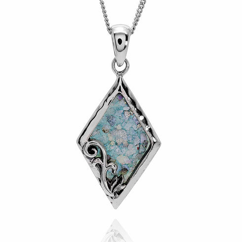 Diamond Shape Roman Glass Pendant