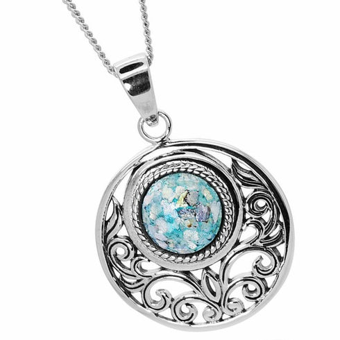 Round Roman Glass Pendant