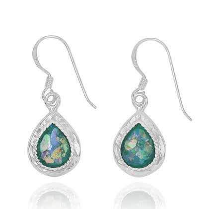 Tear Drop Roman Glass Earrings