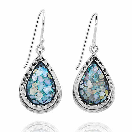 Tear Drop Roman Glass Earrings