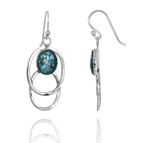 Oval Hoop Drop Roman Glass Earring
