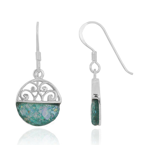 Round Shape Roman Glass Ethnic Style Earrings