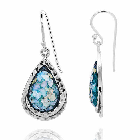 Tear Drop Roman Glass Earrings