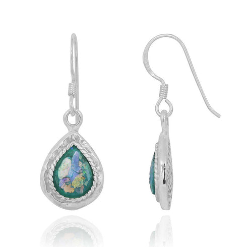 Tear Drop Roman Glass Earrings