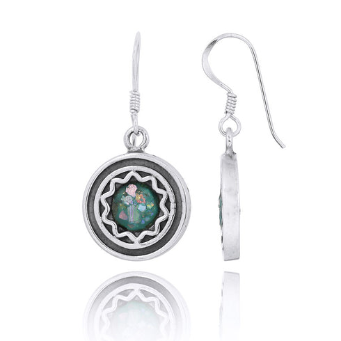 Star Design Round Roman Glass Earrings