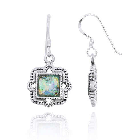 Elegant Retro Roman Glass Square Earrings