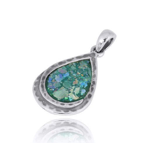 Tear Drop Shape Roman Glass Pendant