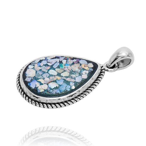 Classic Drop Shape Roman Glass Pendant
