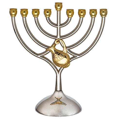 Metal Menorah With Jar