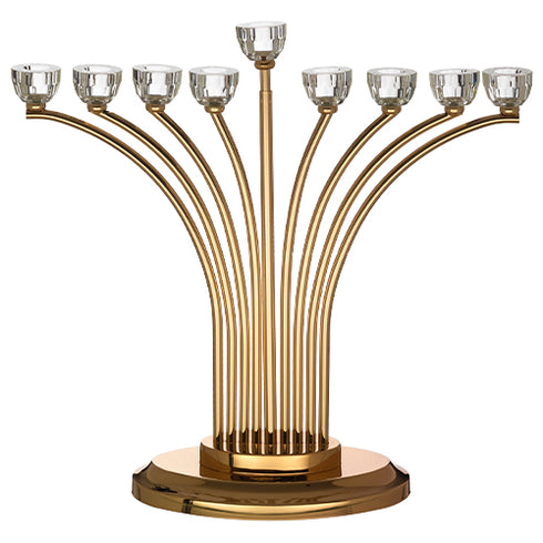 Metal Menorah With Crystal Cups