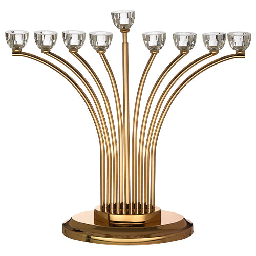 Metal Menorah With Crystal Cups