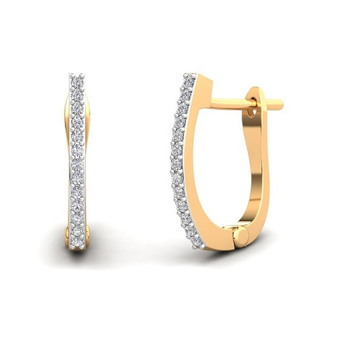 Alma U Shaped Diamond Huggie Hoop Earrings
