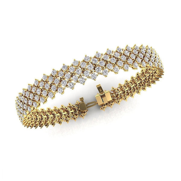 14K Yellow Gold with Diamond Eternity Three Row Tennis Bracelet