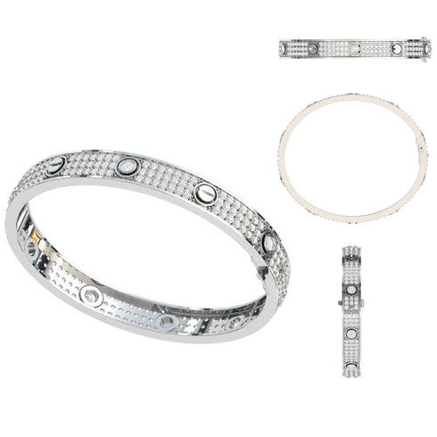 14kWhite Gold Pave Diamond Love Bracelet