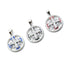Sterling Silver Enamel Round Jerusalem Cross Pendant