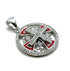 Sterling Silver Enamel Round Jerusalem Cross Pendant
