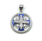 Sterling Silver Enamel Round Jerusalem Cross Pendant