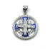 Sterling Silver Enamel Round Jerusalem Cross Pendant