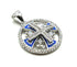 Sterling Silver Enamel Round Jerusalem Cross Pendant