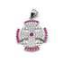 Sterling Silver Pave Stone Jerusalem Cross Pendant