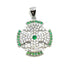 Sterling Silver Pave Stone Jerusalem Cross Pendant