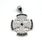Sterling Silver Pave Stone Jerusalem Cross Pendant
