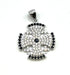 Sterling Silver Pave Stone Jerusalem Cross Pendant