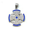 Sterling Silver Pave Stone Jerusalem Cross Pendant
