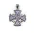 Sterling Silver Pave Stone Jerusalem Cross Pendant