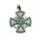 Sterling Silver Pave Stone Jerusalem Cross Pendant