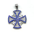 Sterling Silver Pave Stone Jerusalem Cross Pendant