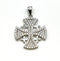 Sterling Silver Pave Stone Jerusalem Cross Pendant