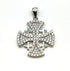 Sterling Silver Pave Stone Jerusalem Cross Pendant