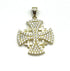Sterling Silver Pave Stone Jerusalem Cross Pendant