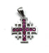 Sterling Silver With Colored Stone Jerusalem Cross Pendant