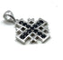 Sterling Silver With Colored Stone Jerusalem Cross Pendant