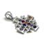 Sterling Silver With Colored Stone Jerusalem Cross Pendant