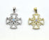 Sterling Silver Colored Stone Jerusalem Cross Pendant