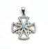 Sterling Silver Colored Stone Jerusalem Cross Pendant