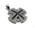 Sterling Silver Colored Pave Stone Jerusalem Cross Pendant