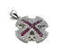 Sterling Silver Colored Pave Stone Jerusalem Cross Pendant