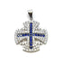 Sterling Silver Colored Pave Stone Jerusalem Cross Pendant