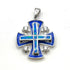 Sterling Silver Enamel with Opal Jerusalem Cross Pendant