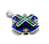 Sterling Silver Enamel with Opal Jerusalem Cross Pendant